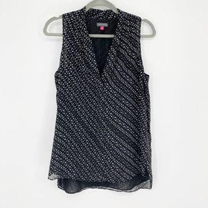 Vince Camuto | Printed V-Neck Sleeveless Chiffon Blouse, M